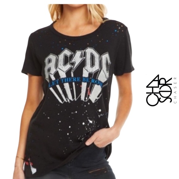 Chaser Tops - Chaser AC/DC Let There Be Rock Distressed T-Shirt